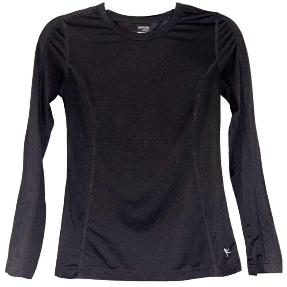 Danskin Now Black Fitted Long Sleeve Crew Neck Top XS